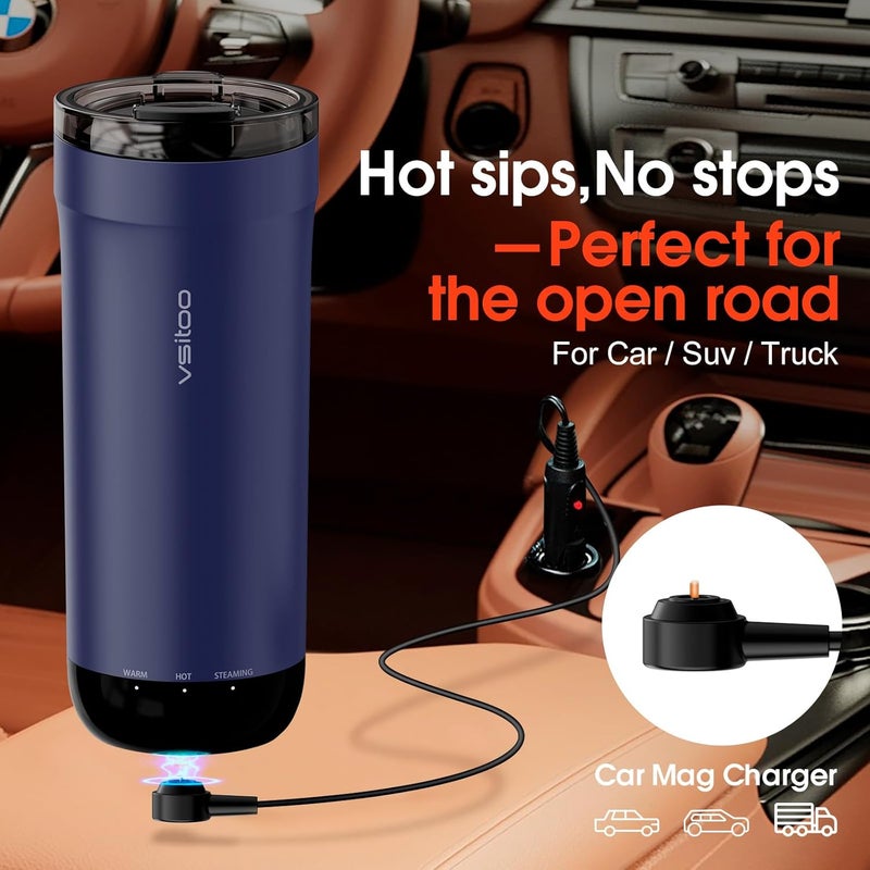 vsitoo S5 heated travel mug,16oz, Auto-Sensing AI Heats Drinks To 120-150°F Hands-Free. Temperature Control for All Cars, Perfect for Home/Office/Travel/Outdoor, Ideal Gift for Coffee Lovers - Blue - Image 3